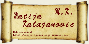 Matija Kalajanović vizit kartica